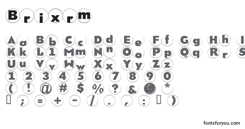 Czcionka Brixrm – alfabet, cyfry, specjalne znaki