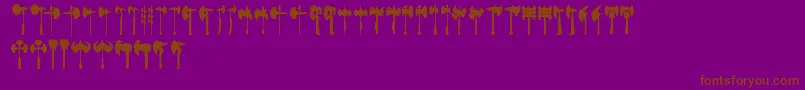 Saiba mais sobre a fonte AxeForWarrior Fonte AxeForWarrior – fontes marrons em um fundo roxo