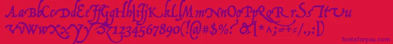 P22OperinaCorsivo Font – Purple Fonts on Red Background
