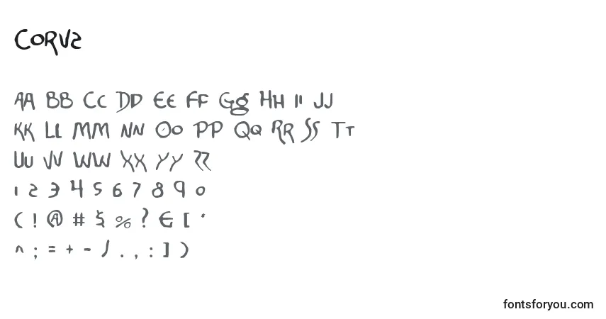 Fuente Corv2 - alfabeto, números, caracteres especiales