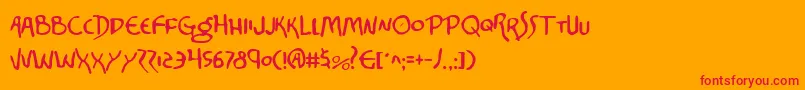 Corv2-Schriftart – Rote Schriften auf orangefarbenem Hintergrund