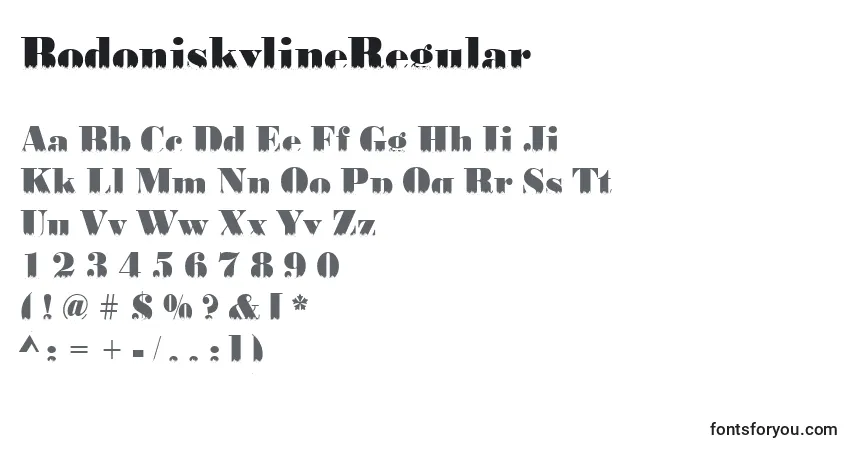 Шрифт BodoniskylineRegular – алфавит, цифры, специальные символы