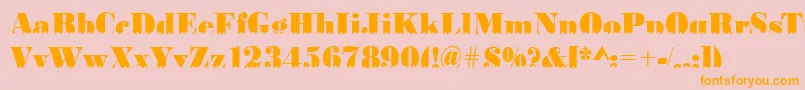 BodoniskylineRegular-Schriftart – Orangefarbene Schriften auf rosa Hintergrund