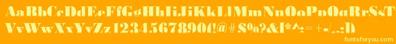 Czcionka BodoniskylineRegular – żółte czcionki na pomarańczowym tle