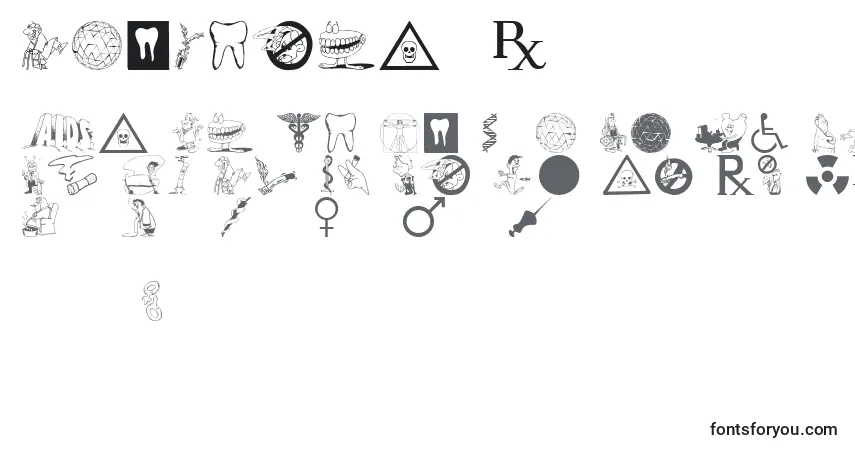 Schriftart Medicobats – Alphabet, Zahlen, spezielle Symbole