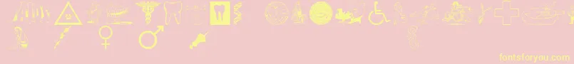 Medicobats-Schriftart – Gelbe Schriften auf rosa Hintergrund
