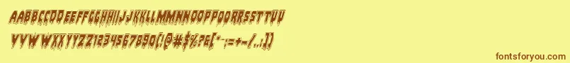 Bloodlustacadital-fontti – ruskeat fontit keltaisella taustalla