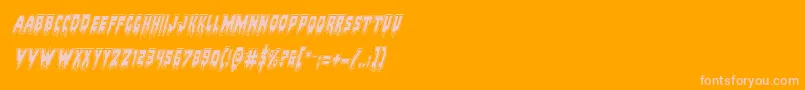 Bloodlustacadital-Schriftart – Rosa Schriften auf orangefarbenem Hintergrund