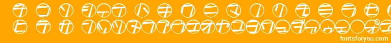Tamio-Schriftart – Weiße Schriften auf orangefarbenem Hintergrund