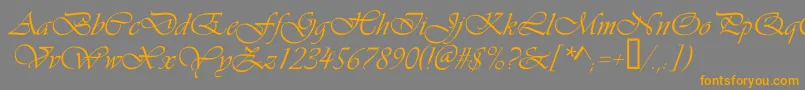 フォントVivaldic – オレンジの文字は灰色の背景にあります。