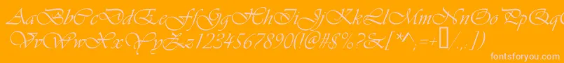Vivaldic-Schriftart – Rosa Schriften auf orangefarbenem Hintergrund