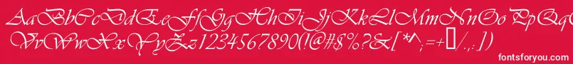 Vivaldic-Schriftart – Weiße Schriften auf rotem Hintergrund