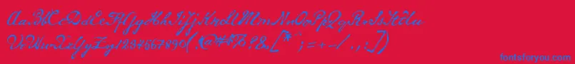 WhitechapelBb-Schriftart – Blaue Schriften auf rotem Hintergrund