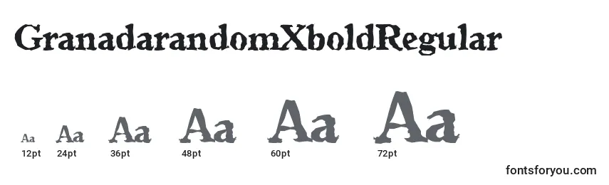Размеры шрифта GranadarandomXboldRegular