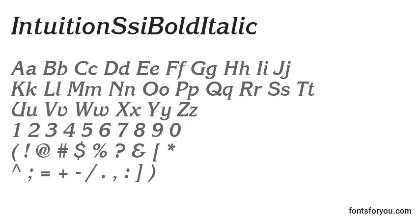 A fonte IntuitionSsiBoldItalic – alfabeto, números, caracteres especiais