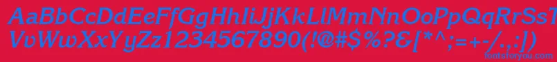 IntuitionSsiBoldItalic Font – Blue Fonts on Red Background