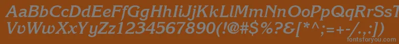 IntuitionSsiBoldItalic Font – Gray Fonts on Brown Background