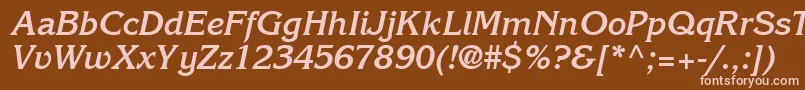 IntuitionSsiBoldItalic Font – Pink Fonts on Brown Background