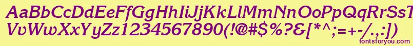 IntuitionSsiBoldItalic Font – Purple Fonts on Yellow Background
