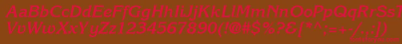 IntuitionSsiBoldItalic Font – Red Fonts on Brown Background