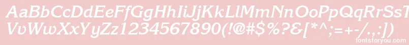 IntuitionSsiBoldItalic-Schriftart – Weiße Schriften auf rosa Hintergrund