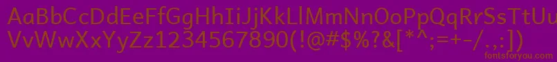 Fonte AndikaBasic – fontes marrons em um fundo roxo