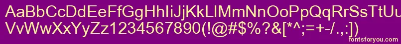ArialRelcomKoi8Cyrillic-Schriftart – Gelbe Schriften auf violettem Hintergrund