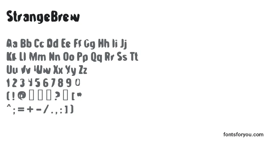 Schriftart StrangeBrew – Alphabet, Zahlen, spezielle Symbole