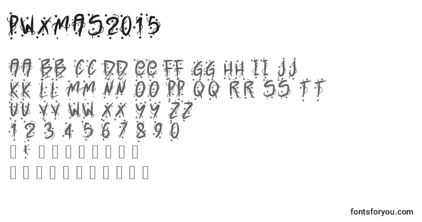 Czcionka Pwxmas2015 – alfabet, cyfry, specjalne znaki