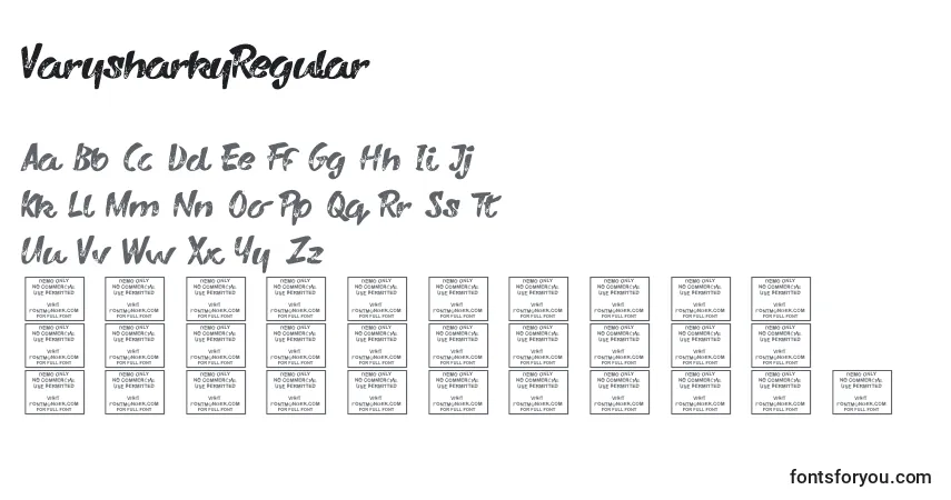 VarysharkyRegular font – alphabet, numbers, special characters