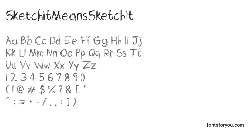 Czcionka SketchitMeansSketchit – alfabet, cyfry, specjalne znaki