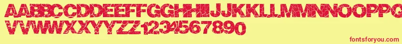 フォントCrackvetica – 赤い文字の黄色い背景