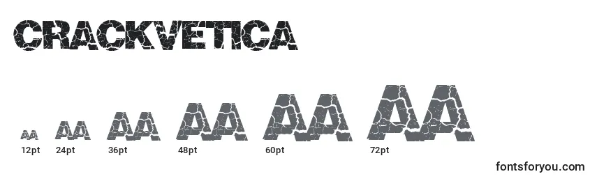 Größen der Schriftart Crackvetica