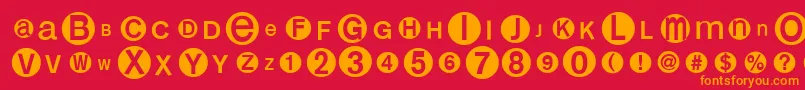 フォントMonoalphabetmultisized – 赤い背景にオレンジの文字