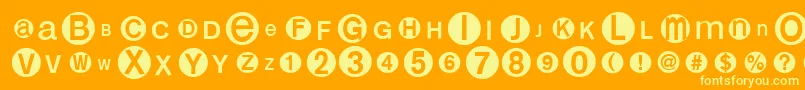 Czcionka Monoalphabetmultisized – żółte czcionki na pomarańczowym tle