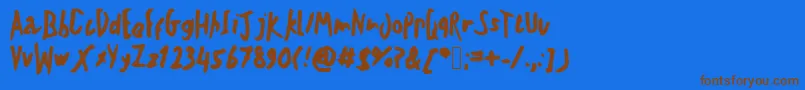 Teschkescratch-Schriftart – Braune Schriften auf blauem Hintergrund