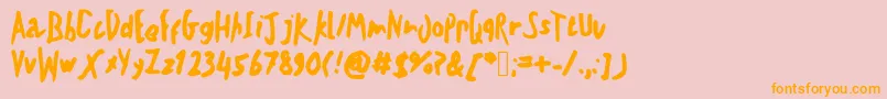 Teschkescratch-Schriftart – Orangefarbene Schriften auf rosa Hintergrund