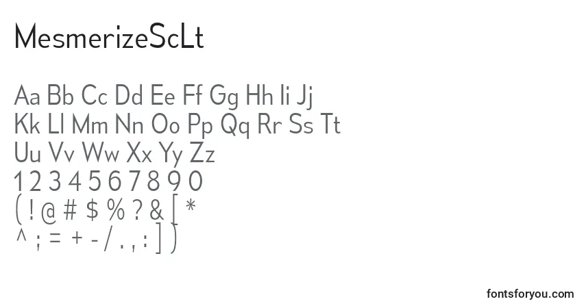 Шрифт MesmerizeScLt – алфавит, цифры, специальные символы