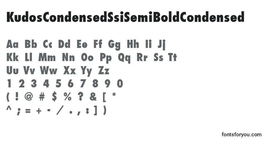 Czcionka KudosCondensedSsiSemiBoldCondensed – alfabet, cyfry, specjalne znaki