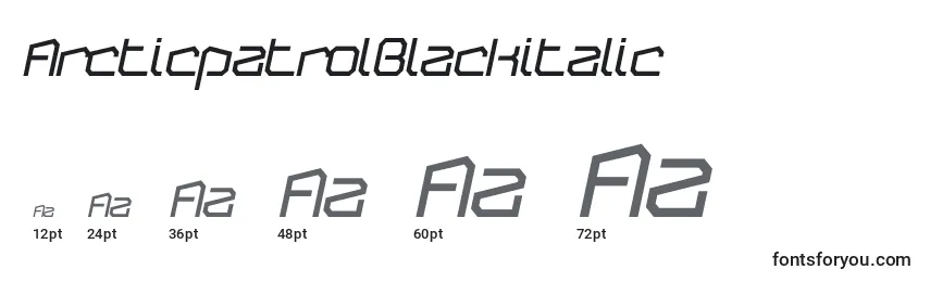 ArcticpatrolBlackitalic-fontin koot