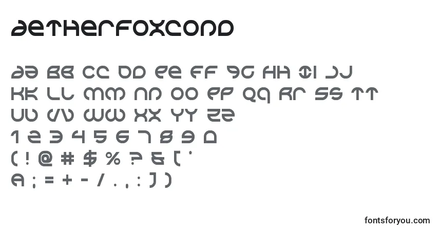 A fonte Aetherfoxcond – alfabeto, números, caracteres especiais