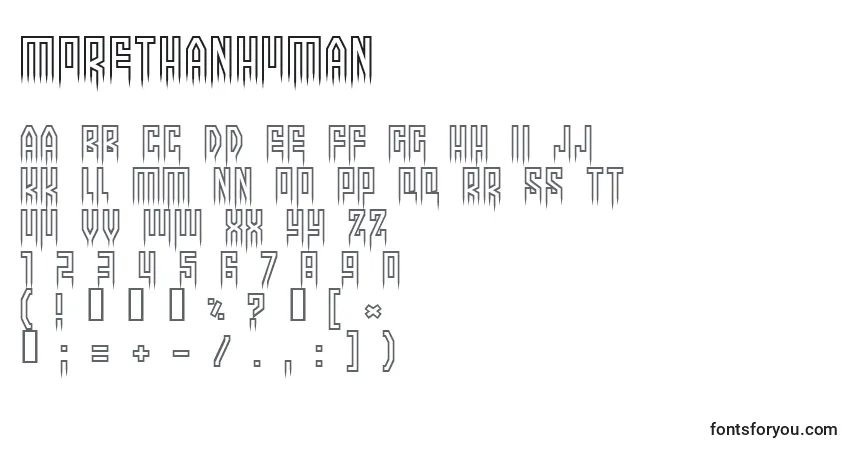 Schriftart Morethanhuman – Alphabet, Zahlen, spezielle Symbole