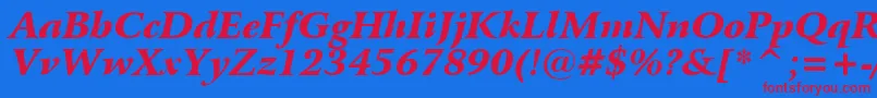 BitstreamArrusBlackItalicBt Font – Red Fonts on Blue Background