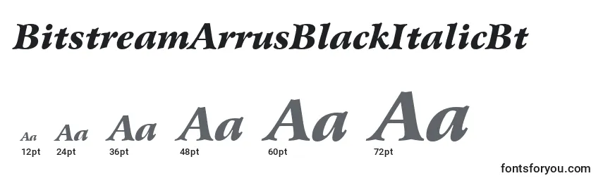 Размеры шрифта BitstreamArrusBlackItalicBt