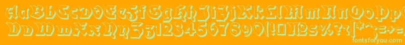 Moderne3DSchwabacher Font – Green Fonts on Orange Background