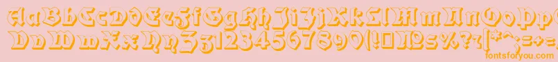 Moderne3DSchwabacher-Schriftart – Orangefarbene Schriften auf rosa Hintergrund