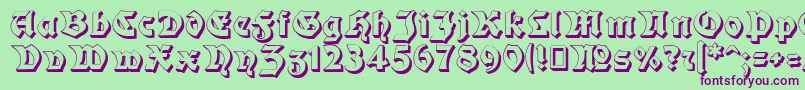 Moderne3DSchwabacher Font – Purple Fonts on Green Background