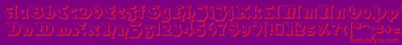 Moderne3DSchwabacher-Schriftart – Rote Schriften auf violettem Hintergrund