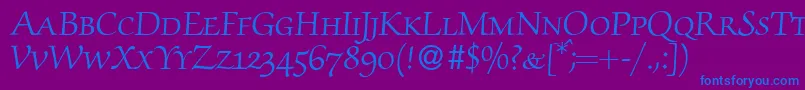 ZabriskiescriptsmcRegular Font – Blue Fonts on Purple Background