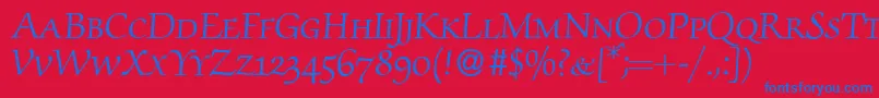 ZabriskiescriptsmcRegular Font – Blue Fonts on Red Background